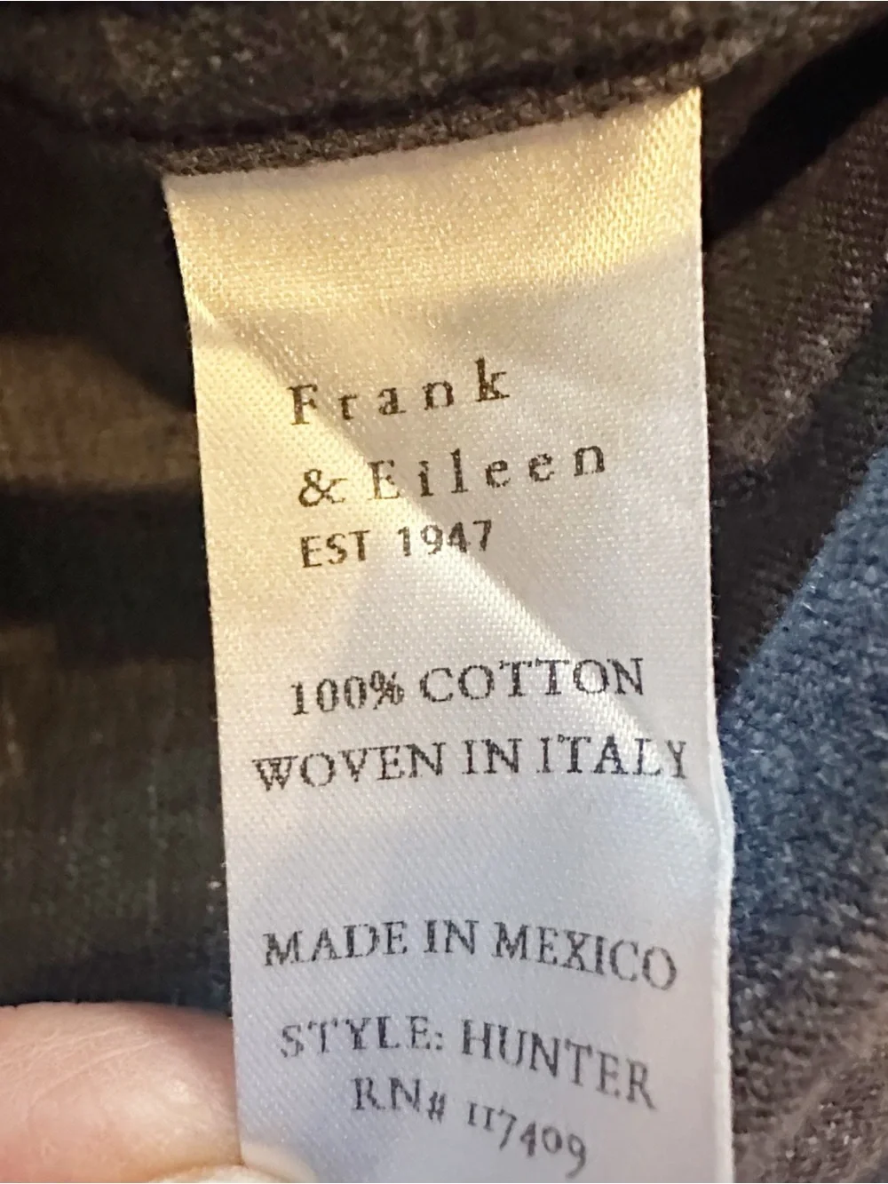 Frank & Eileen Hunter Shirt Dress Heathered Atlantic Blue Cotton Coastal LARGE